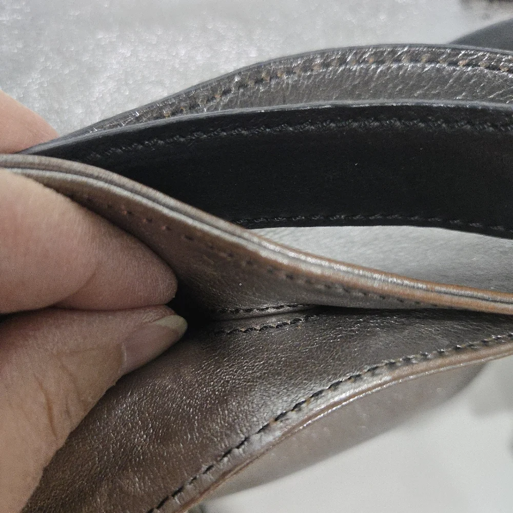 Silver and Black Leather Hobo Bag Purse